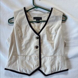 Tahari Cream and Black Trim Tank Top